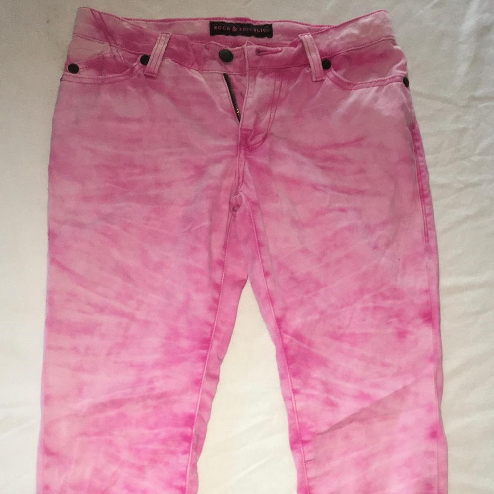 Rock & Republic Adjustable Pink Tie-Dye Pants